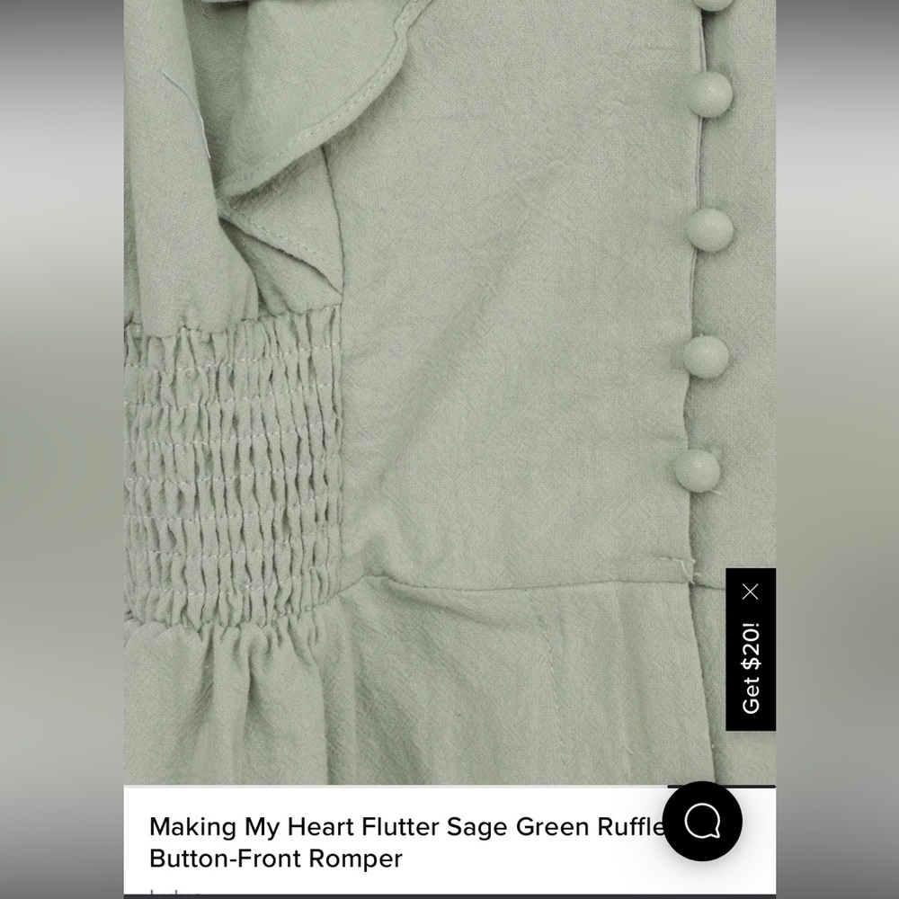 Lulu's Sage Green Ruffle Button-Front Romper - Picture 6 of 6